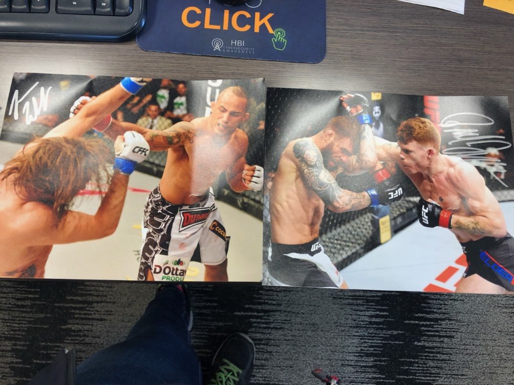 autoghraphed Photos from Toy Quest 101 Paul Felder and Jonavin Webb - UFC - MMA Fight Radio