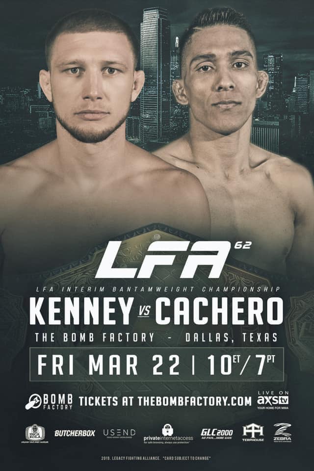 Casey Kenney vs Cachero LFA 62 - MMA Fight Radio - Dallas Texas March 22
