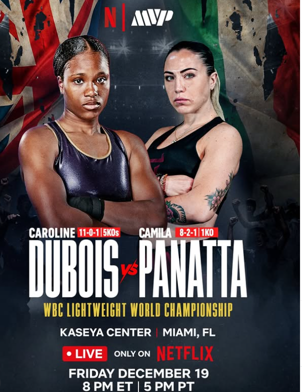 @__carolinedubois1 will make her MVP debut on Friday, December 19, defending her WBC world title against @camillapan_ at the Kaseya Center in Miami, FL - MMA Fight Coverage